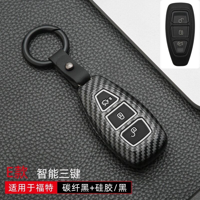 Funda de llave inteligente de coche, cubierta de fibra de carbono ABS para Ford Focus 3 4 Mondeo Ecosport Kuga Focus ST, llave remota inteligente de coche, nueva: carbon black