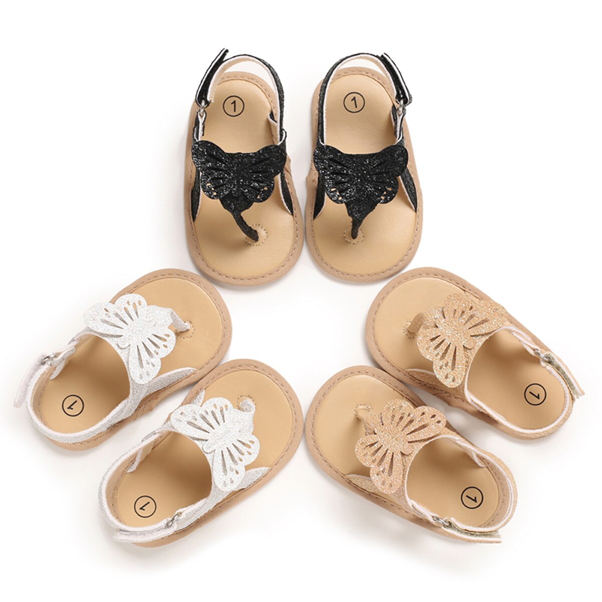 0-18M Baby Baby Meisjes Jongens Sandalen Schoenen Bling Bling Vlinder Causale Zomer Zachte Sandalen Schoenen 3 Kleuren