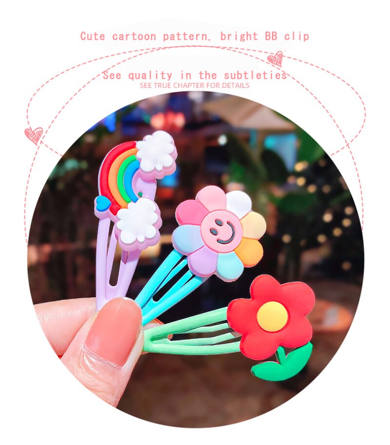 10 Stck mischen-Farbe Regenbogen Eis Baby Mädchen schnappen Haar Clips Keine Unterhose Metall Haar Barrettes Haar Stifte freundlicher Haar Zubehör