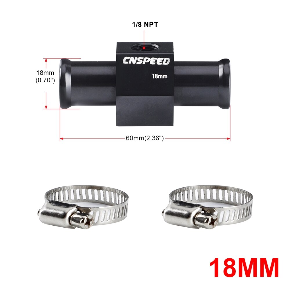 Musta veden lämpötila mittari patteri 1/8 npt lämpötila 18mm 20mm 22mm 24mm veden lämpötila liitos putken anturin letkuadapteri: 18mm mustaa