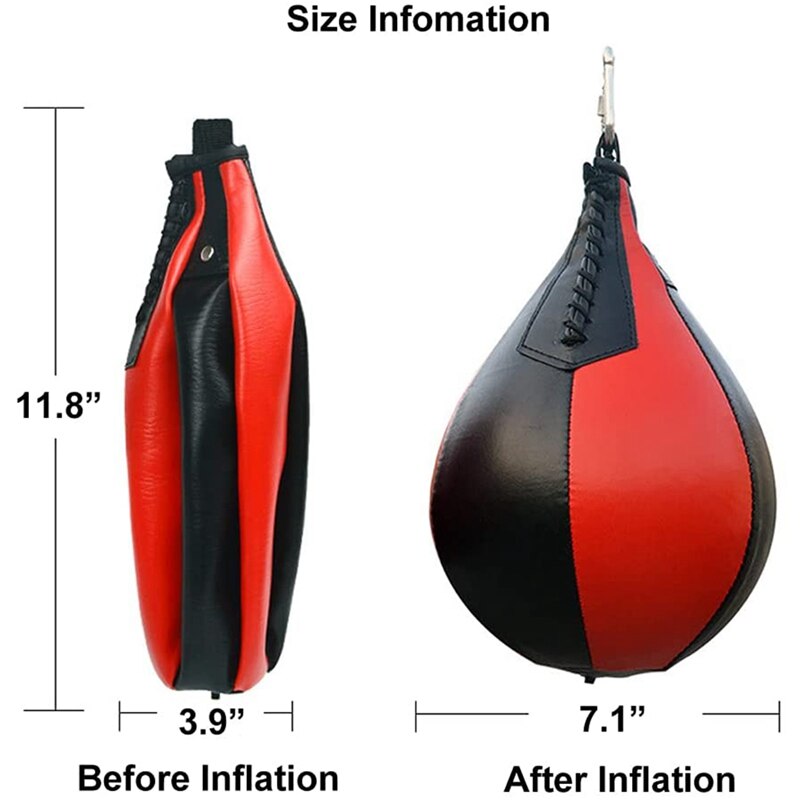 Boxing Speed Bag Swivel Set with Black Leather Punching Ball &amp; Pump-Speed Ball Boxing Punching Bag
