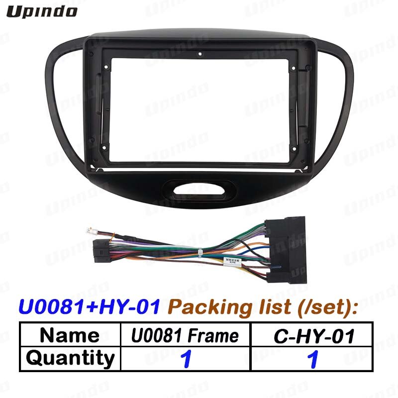 2 Din 9 Inch Auto Radio Pc Abs Plastic Dashboard Frame En Kabel Voor Hyundai I10 ~ dash Mount Kit: U081 Frame and Cable