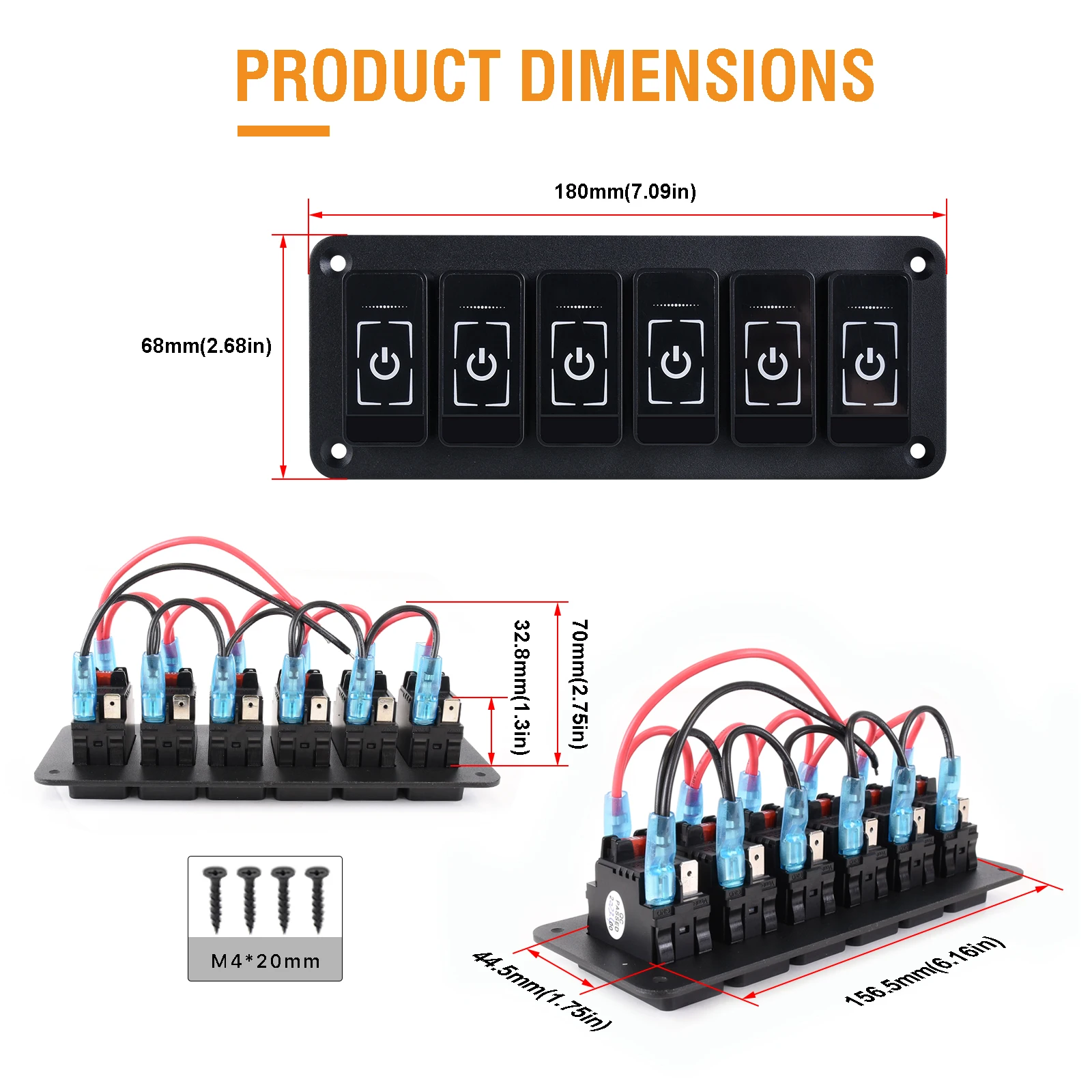 touch screen 2-8 Gangs Universal LED Switch Panel Light System Slim Electronic Relay System for SUV UTV Boat Caravan