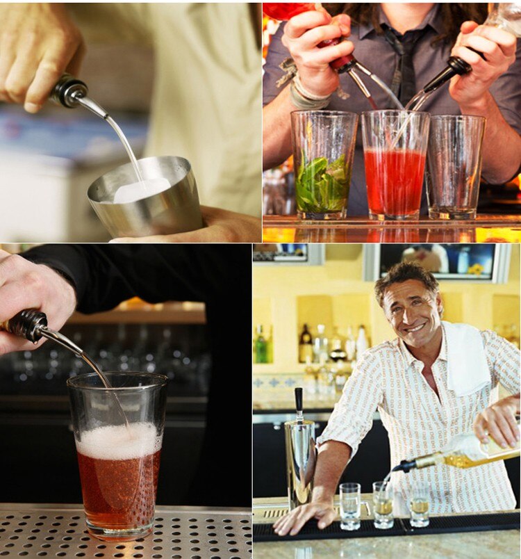 Free Flow Stainless Steel Liquor Bottle Speed Pourers with Tapered Spout Set of 12 Bar Accessories Bar Tools