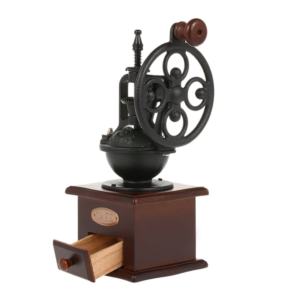 Manual Coffee Grinder Antique Coffee Mill Cast Iron Hand Crank Coffee Mill with Grind Settings & Catch Drawer