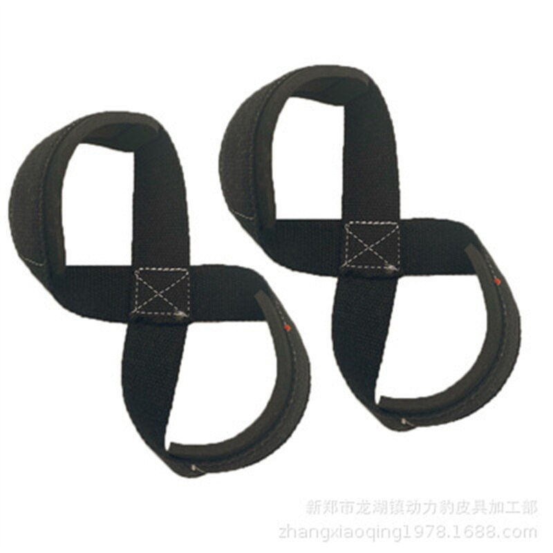 1 Pair Figure 8 Weight Lifting Straps Dead Lift Wrist Strap for Pull-ups Horizontal Bar Powerlifting Gym Fitness Equipment: Black 20cm