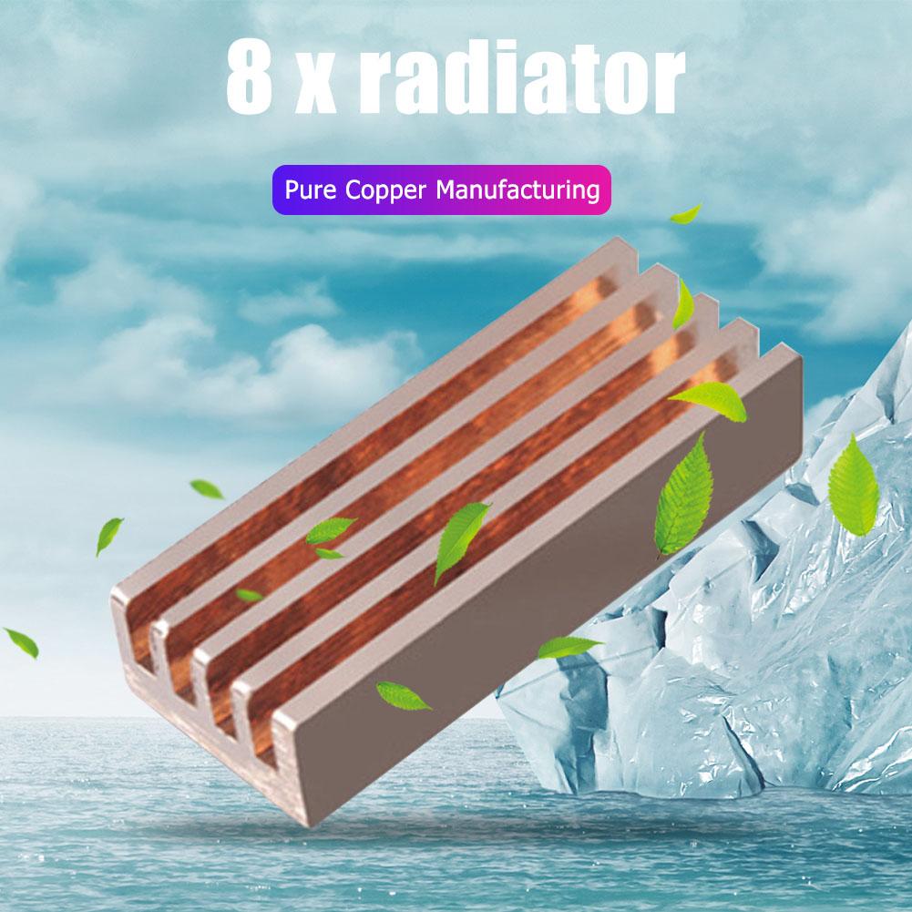 8Pcs Sticker Zuiver Koper Heatsink Cooler Radiator Voor Memory Moederbord Chip Uitstekende Warmteafvoer Effect