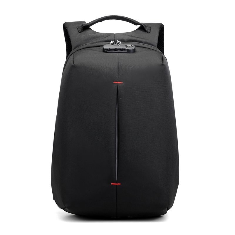 Mochila de negocios para hombre, bolso multifuncional e impermeable de nailon con carga USB, informal, urbano: black