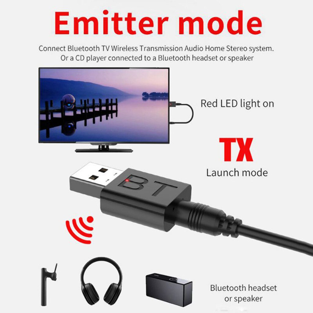 Voberry Draadloze Home Audio Adapter 3.5 Mm Draadloze Bluetooth 5.0 + Edr Usb Aux Audio Muziek Ontvanger Adapter