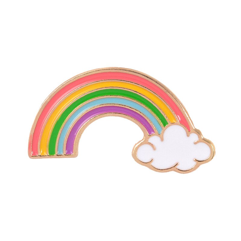 1 Stuk Leuke Cartoon Badge Regenboog Corsage Set Rainbow Cloud Geschilderd Metalen Broche Zak Jas Decoratie Broche Badge Revers Pin: 1