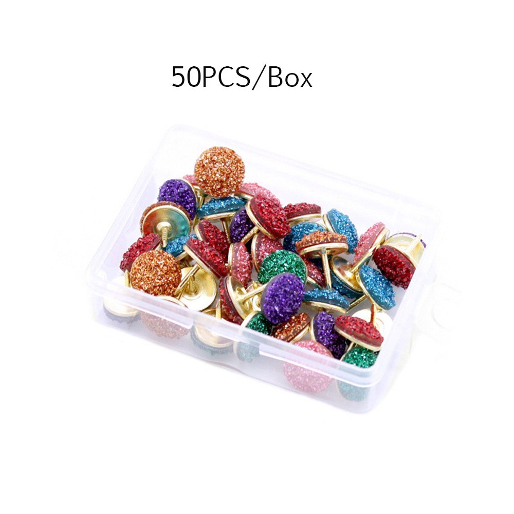 50 Stks/doos Kleurrijke Crystal Punaise Kurk Boord Veiligheid Gekleurde Push Pins Kantoor School Accessoires Briefpapier: A