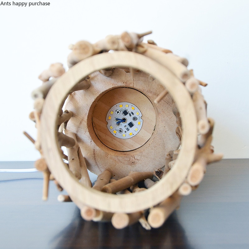 Wooden Flower Arrangement Table Lamp Nordic Style Home Decoration Bedroom Living Room Flower Arrangement LED Table Lamp