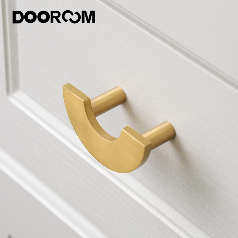 DOOROOM Messing Meubelgrepen Lichte Luxe Gouden Garderobe Keukendeur Trekt Ladegreep Halve Cirkel Hardware Accessoires