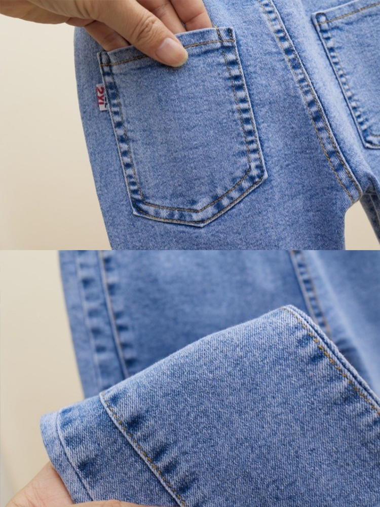 2-12 -årige piger jeans blonde elastik denim svajerbukser forår efterår ensfarvede bukser teenager børnepigetøj