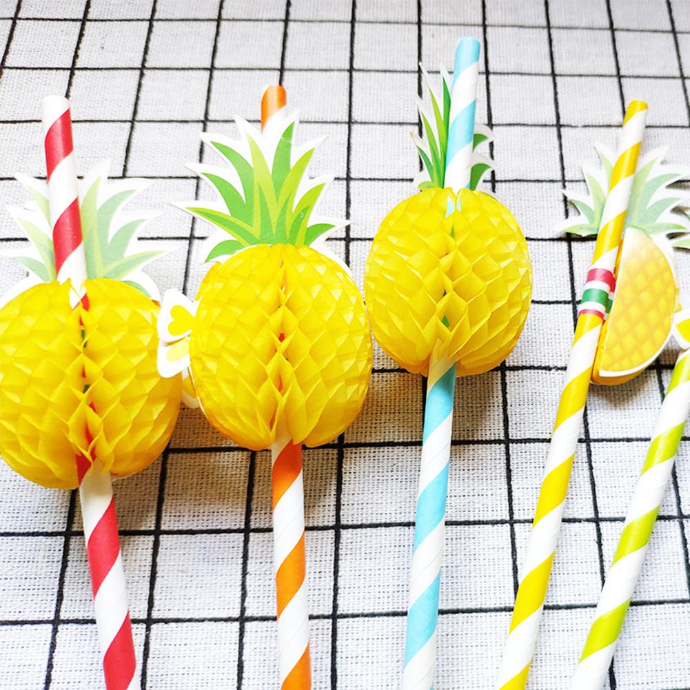 Papier Rietjes Ananas Fruit Creatieve Multicolor Drinken Sap Stro Verjaardagsfeestje Bruiloft Decoratie