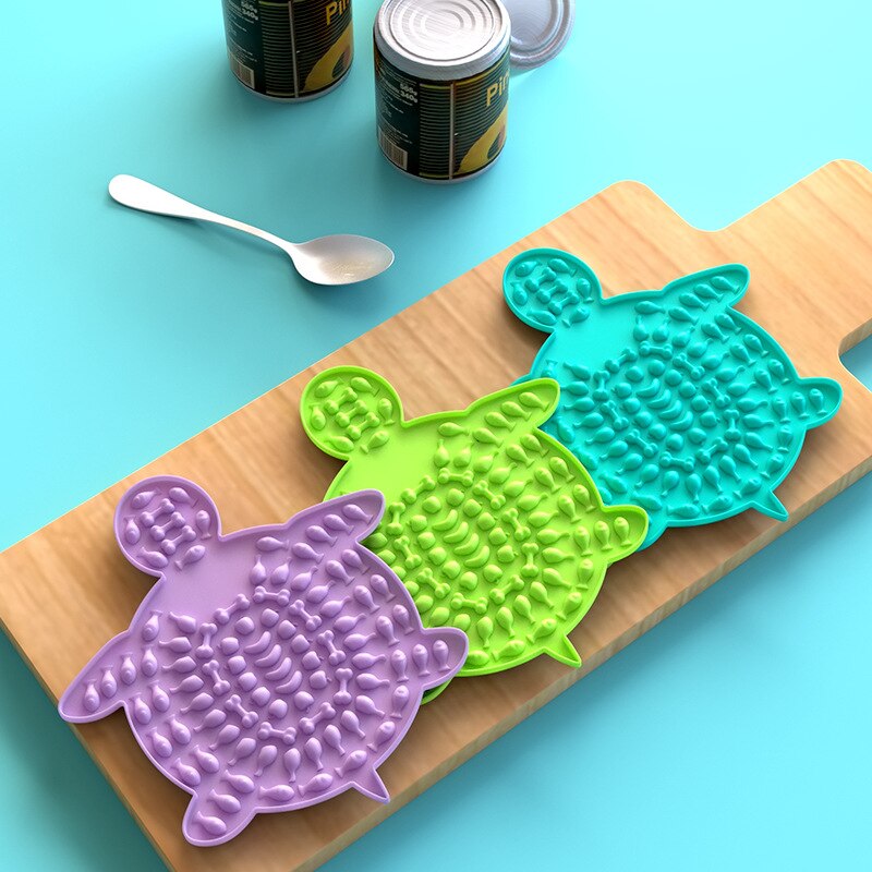 Plato de silicona con ventosa para perro y Tortuga, plato para comida lenta, facilidad de baño, esterilla para lamer, distracción, suministros de entrenamiento para perros