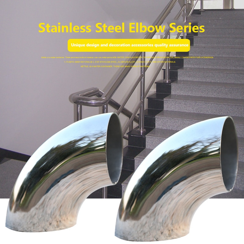 2 Stuks Auto Uitlaat Gemodificeerde Uitlaat Roestvrij Staal Elleboog 90 ° Buis Bocht Doorn Rvs Modificatie Auto Accessoires
