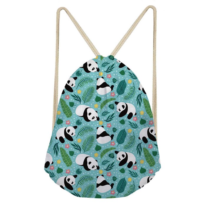 Thikin fresh floral panda snor pose string sekk strand kvinner barn reise oppbevaringspakke tenåring ryggsekk med snøring: Z3015 z 3