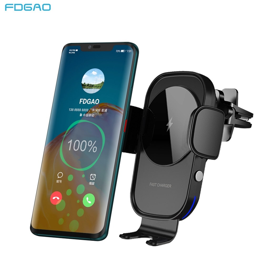 15W Schnelle Ladung Auto Telefon Halfter Qi Drahtlose Ladegerät Automatische Spann Luft entlüften Stehen in Auto Für iPhone 11 XS X Samsung S20 S10