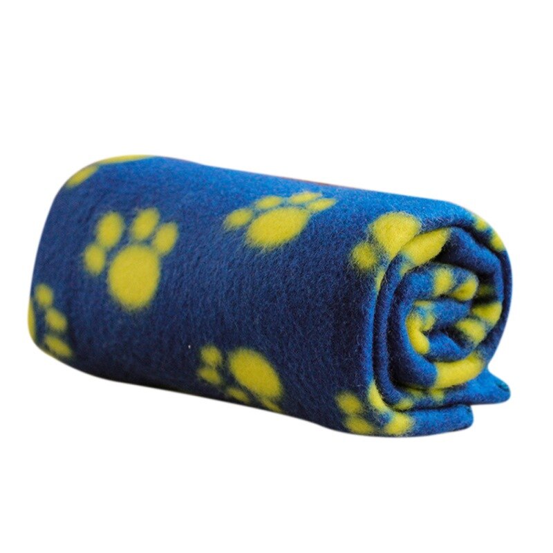 Alfombrilla de lana suave para cama de perro, manta de invierno para Gato , con estampado bonito para cachorro, funda para dormir, toalla, cojín para perros pequeños, suministros: Azul / M