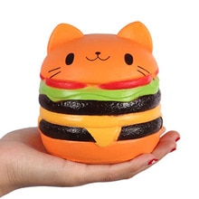 Jumbo Katze Gesicht Burger Squishy Simulierte Brot PU Duft Weich Langsam steigend quetschen Spielzeug betonen Linderung Baby Art Spielzeug Weihnachten