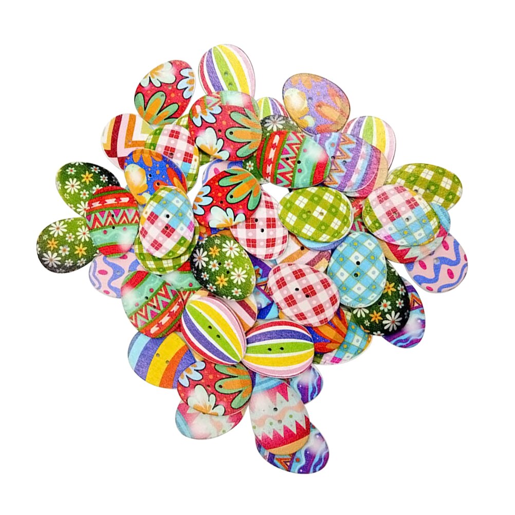 50 Stuks Houten Knoppen Paaseieren Gemengde 2 Gaten Knop Voor Naaien Scrapbooking Ambachten Diy
