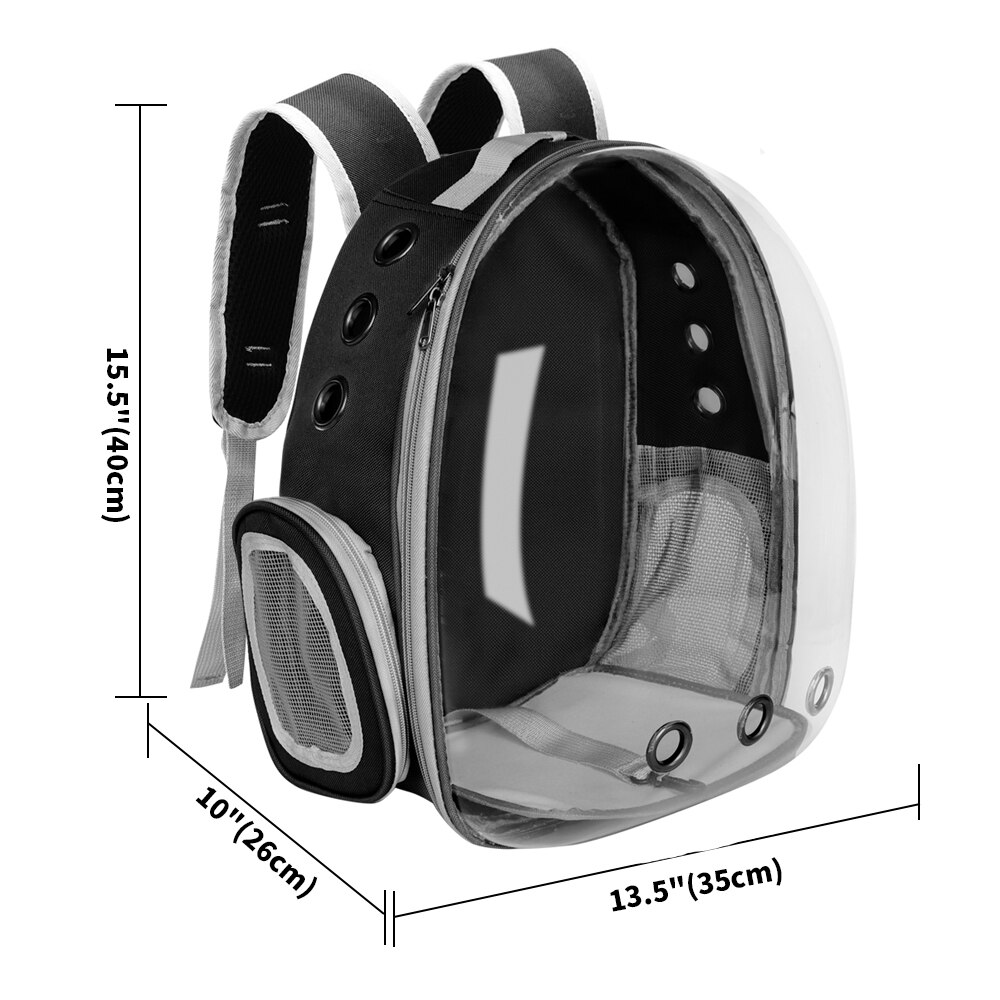 Portable Cat Carrier Bags Cat Backpack Breathable Pet Carriers Small Dog Outdoor Travel Space Capsule Cage Pet Transport Bag: 047 Black