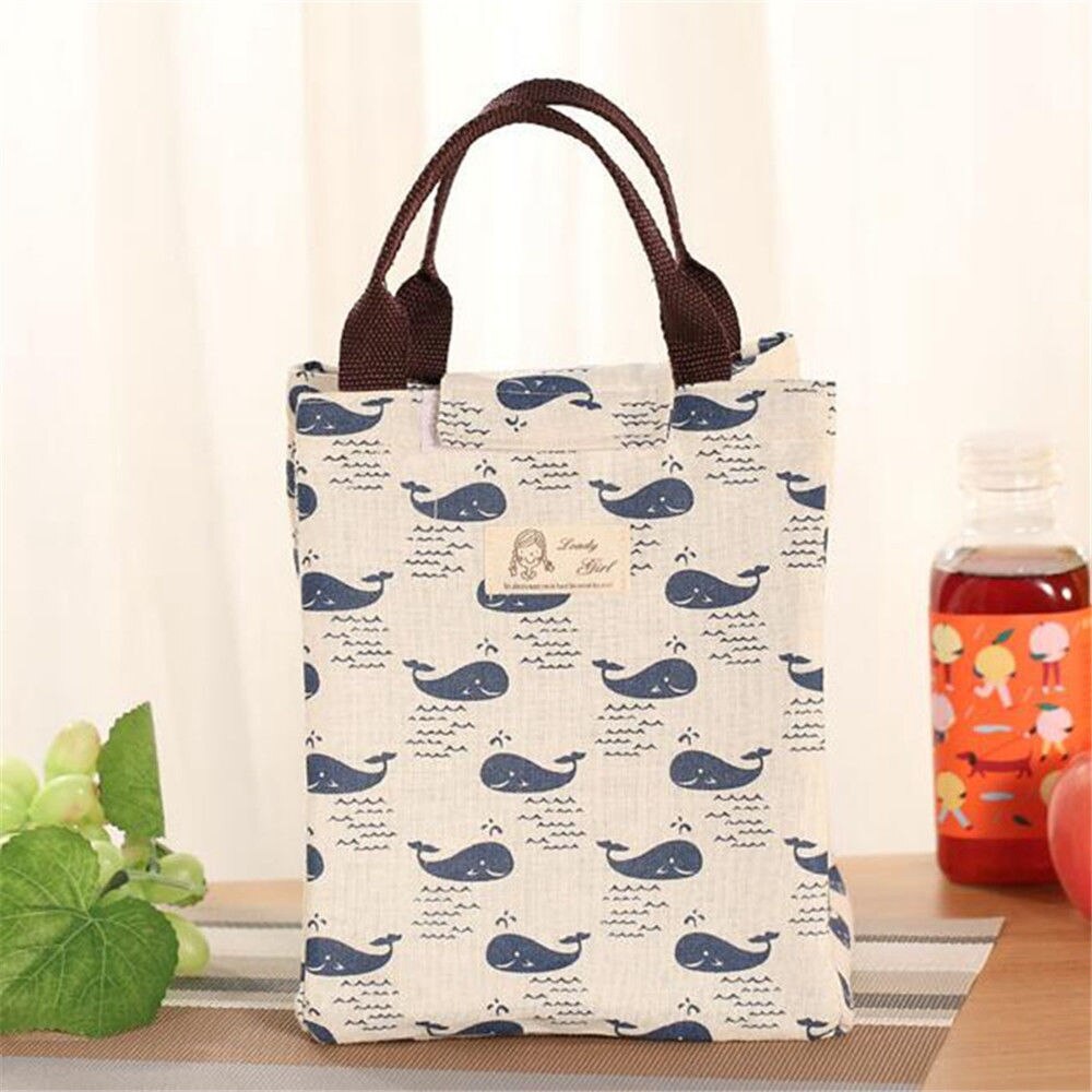 Portable Insulated Lunch Bag Fresh Cooler Snack Picnic Thermal Food Tote Carry Case Storage Bags: Cetacean