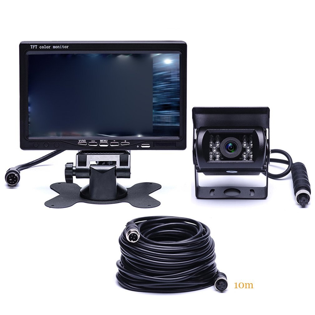 F0505 Auto 7 Inch TFT LCD Car Monitor With Waterproof LEDs Night Reverse Camera Backup Camera Kit For Bus Truck