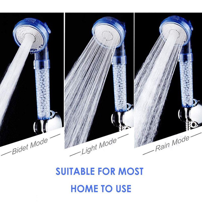 Zhangji recién llegado 3 funciones de alta presión cabezal de ducha de SPA ahorro de agua ducha accesorio de baño Filtro de aniones ducha