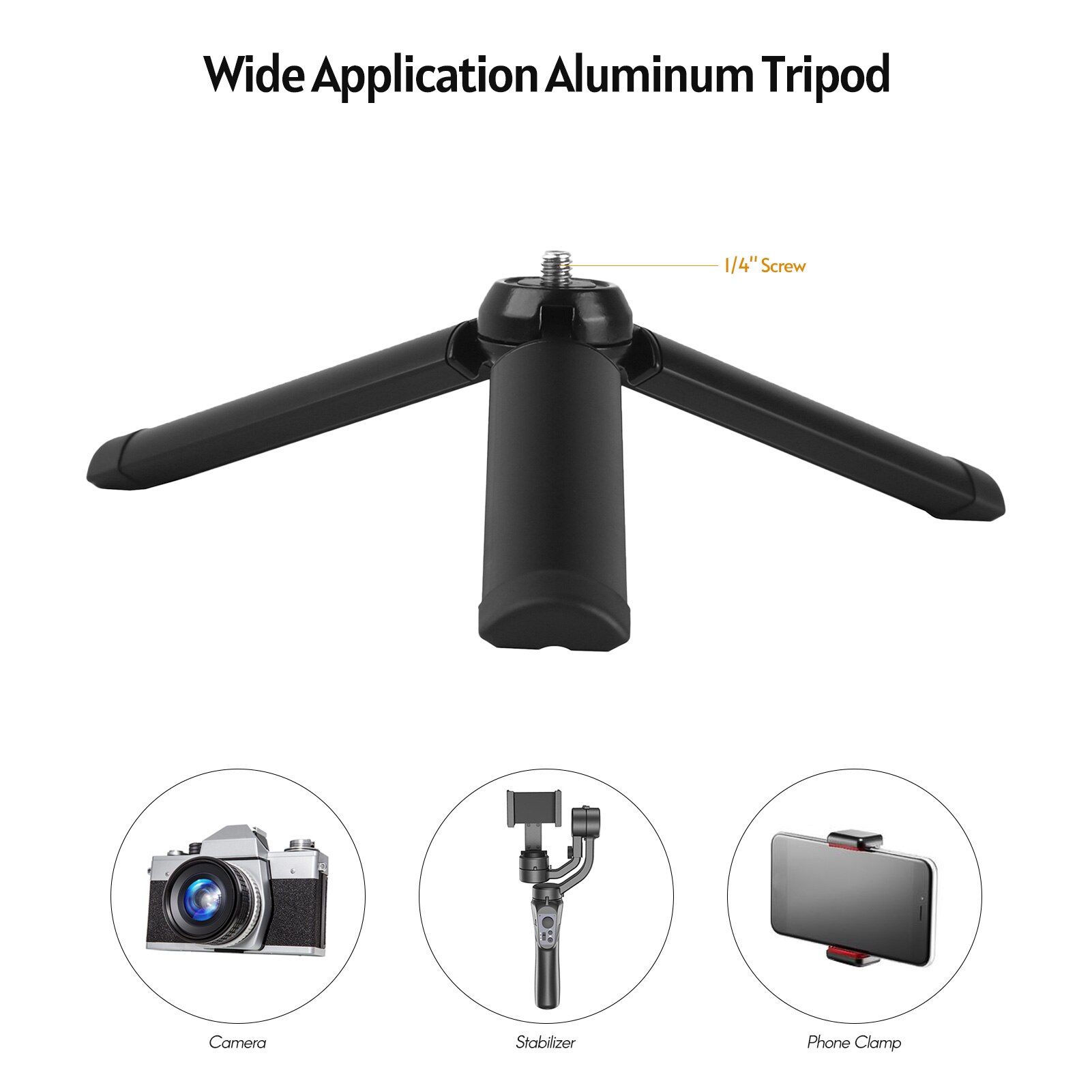 Aluminum Alloy Table Tripod 5cm Mini Tripod with Universal 1/4-inch Interface for DSLR SLR Camera Stabilizer Phone mounting