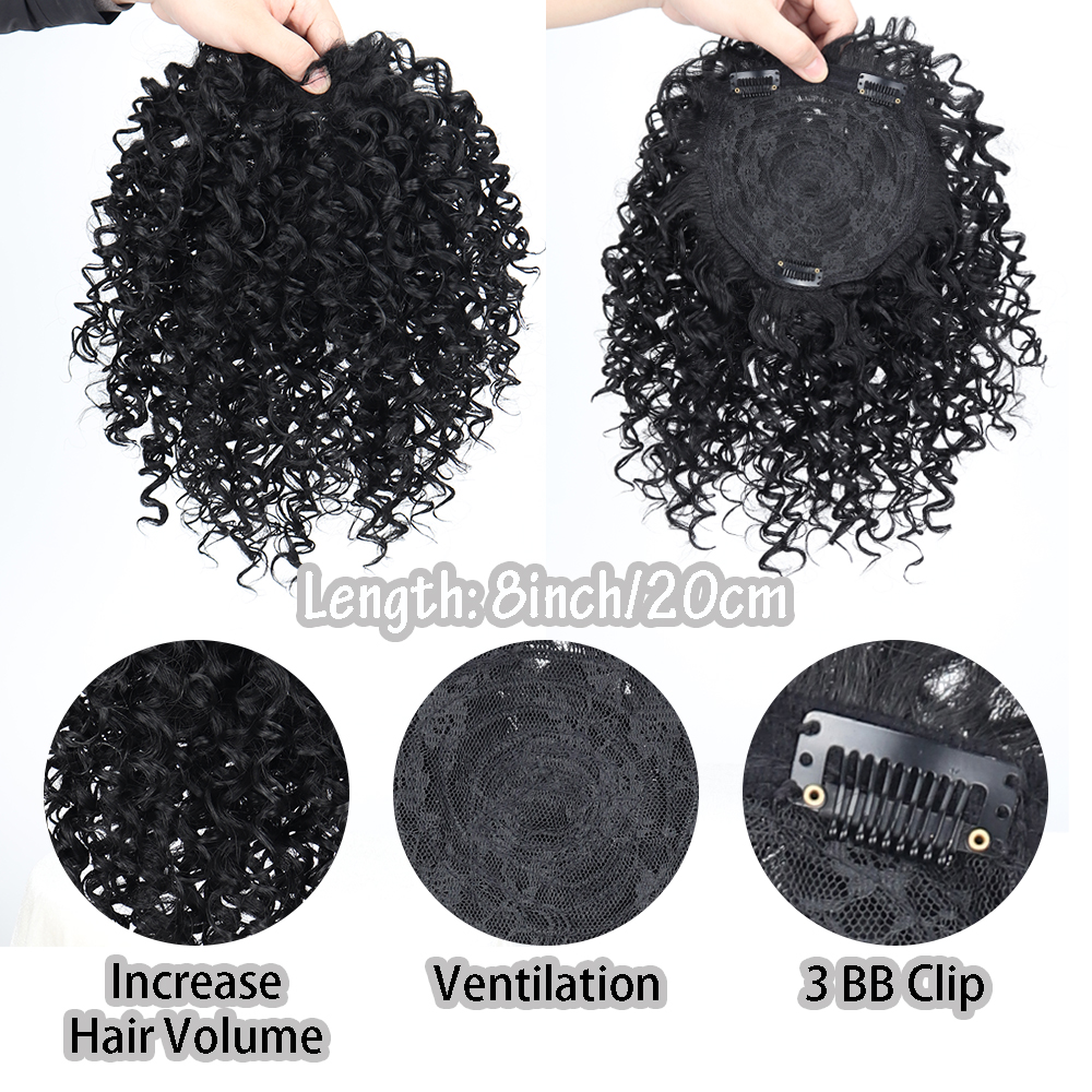 Synthetic Short Afro Kinky Curly Hair Toppers Hair Pieces Wigs for Black Women With Thinning Hair Topper Increase Hair Volume