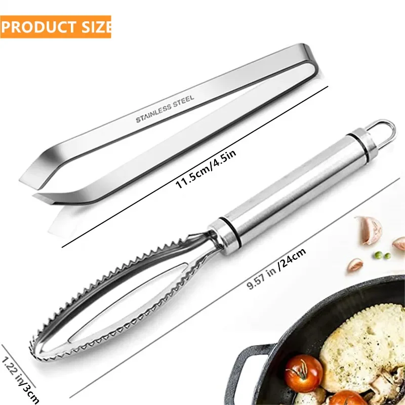 Acessórios de cozinha inoxidável escamas de peixe raspagem raladores remover rápido limpeza de peixe descascador raspador osso de peixe pinças ferramenta gadge