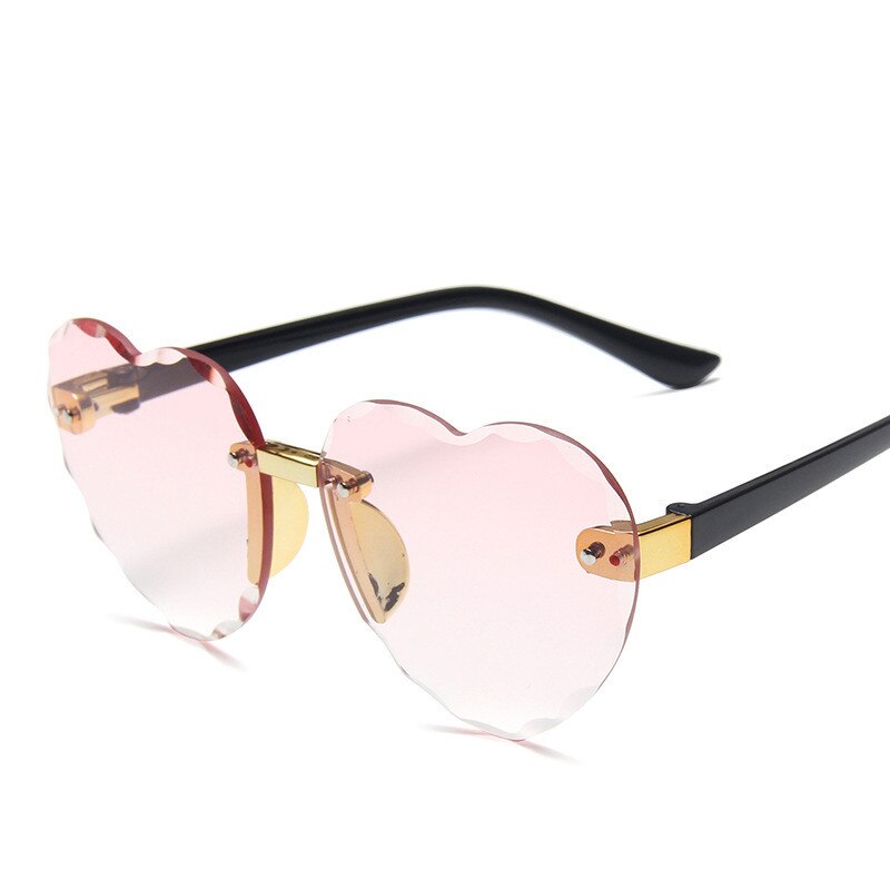 Bonito coração sem aro óculos de sol crianças crianças cinza rosa vermelho lentes moda meninos meninas uv400 crianças motorista óculos: Pink