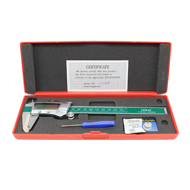 Digital Display Stainless Steel Calipers 0-150mm 1/64 Fraction/MM/Inch LCD Electronic Vernier Caliper Waterproof