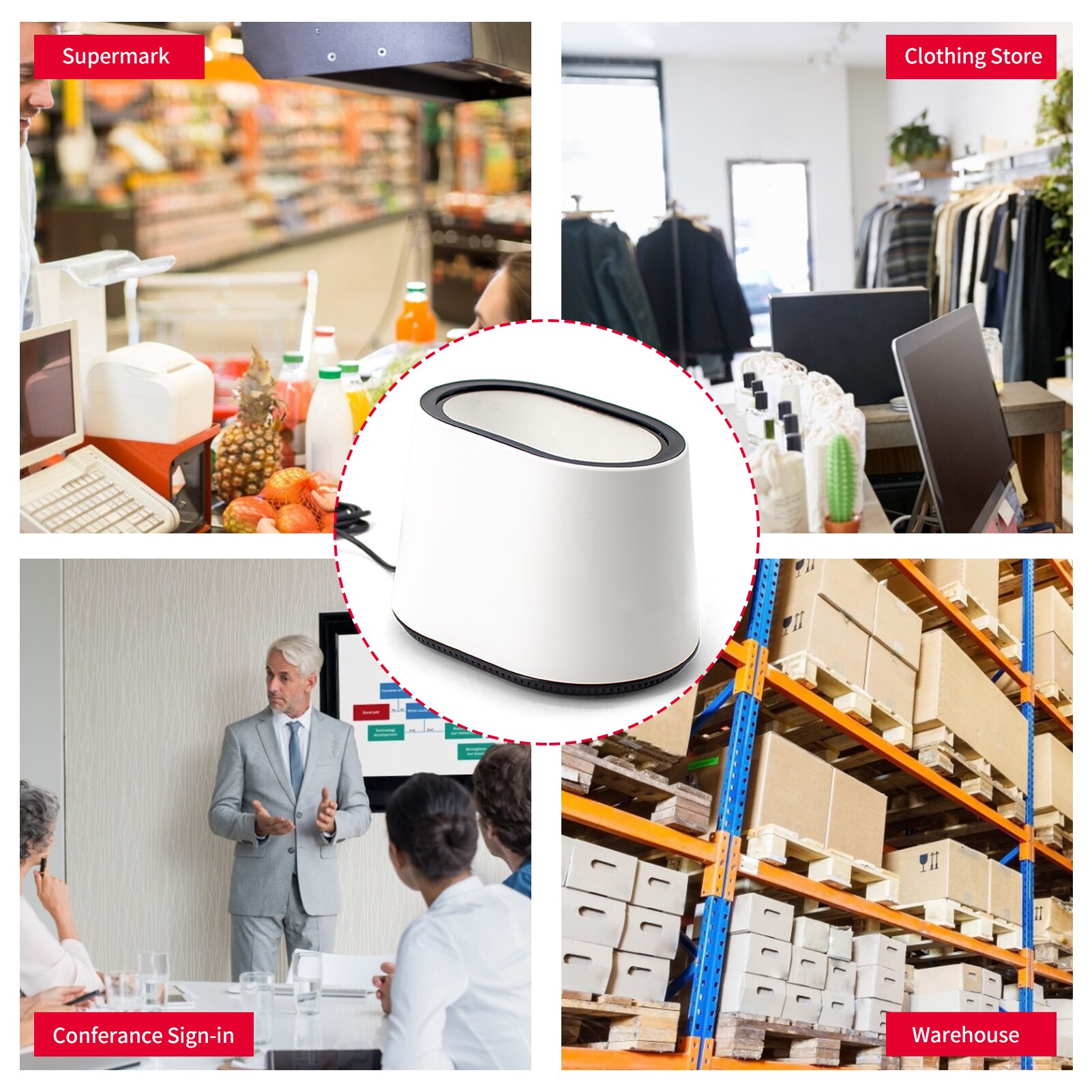 Desktop 1D 2D QR Barcode Scanner Platform USB Wired Bar Code Reader Large Scanning Window Support Auto-Sensing Hands Free