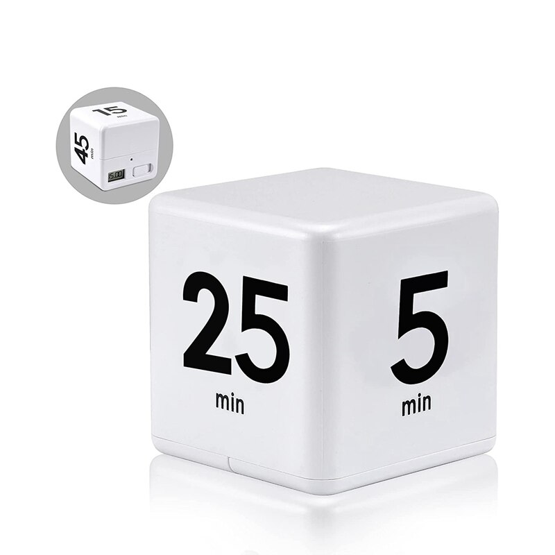 Cube Timer Kitchen Timer Time Management Timer Gravity Sensor Flip For Time Management And Countdown 25-5-45-15 Minutes