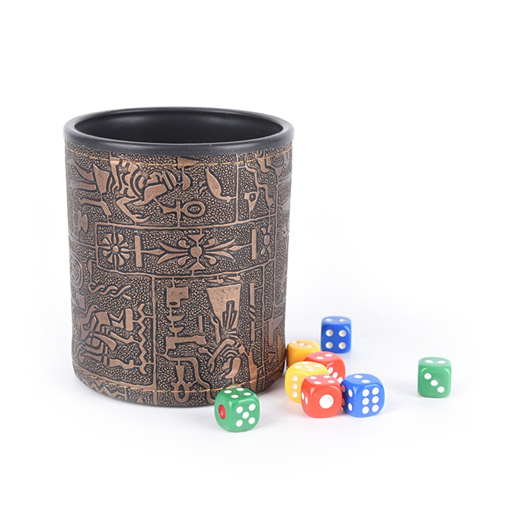 1 Pcs Egyptische Patroon Bruin Lederen Rune Dice Cup Aanpassen Goede Marbit