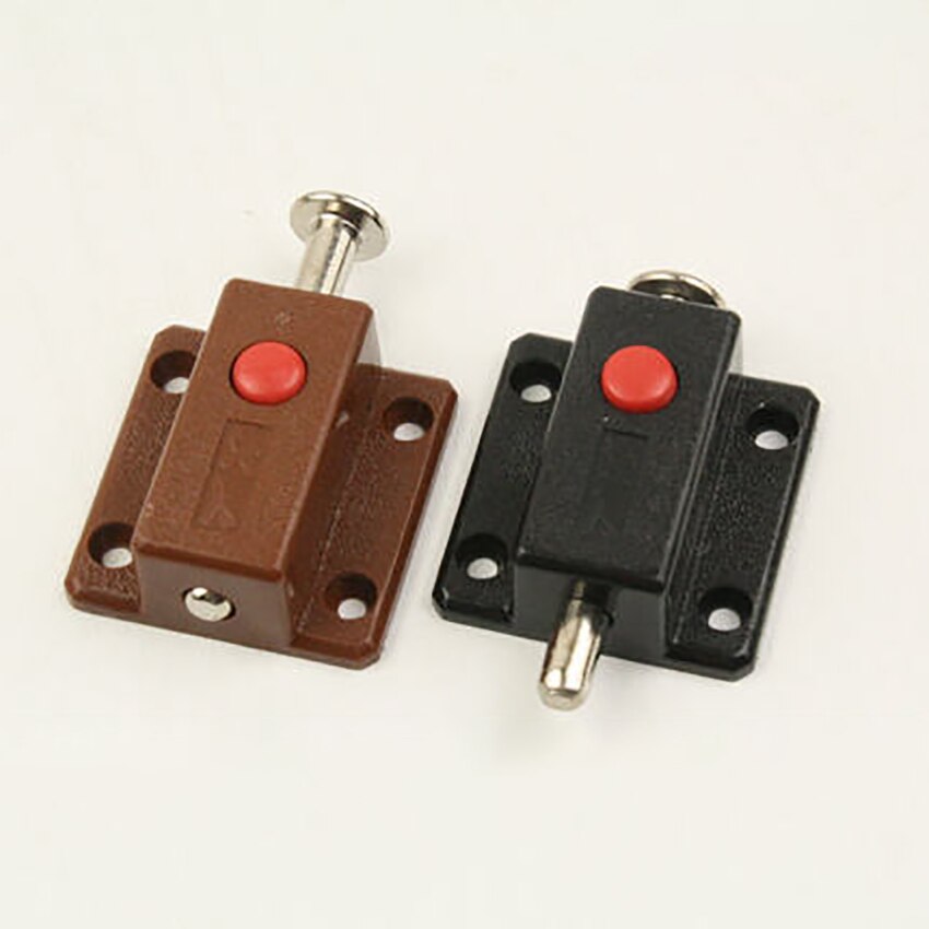 Modern Window Cabinet Push Button Plastic Spring Load Automatic Door Bolt Latches Lock for Wooden Cupboard Wardrobe Doors Gates