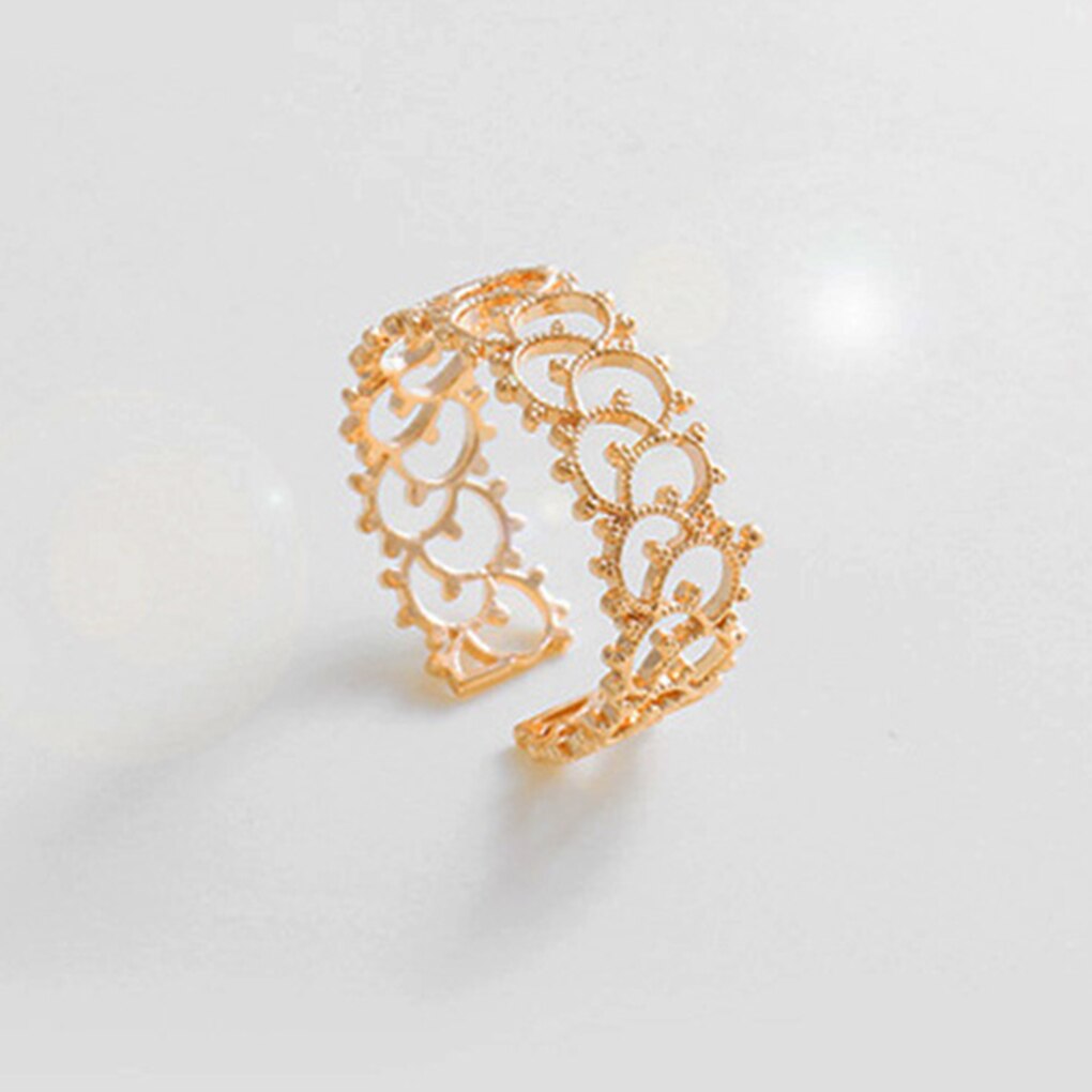 Lovely Women Hollow Flower Rings Cute Copper Girl Adjustable Rings Prom Wedding Night Party Jewelry