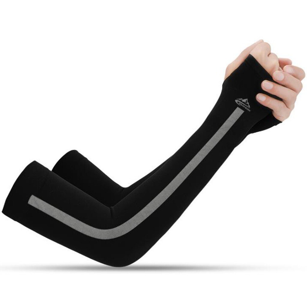 Manchon de Compression de bras de sport basket-ball cyclisme bras plus été en cours d'exécution Protection UV volley-ball bandes de Protection solaire manchon de manchette: Black