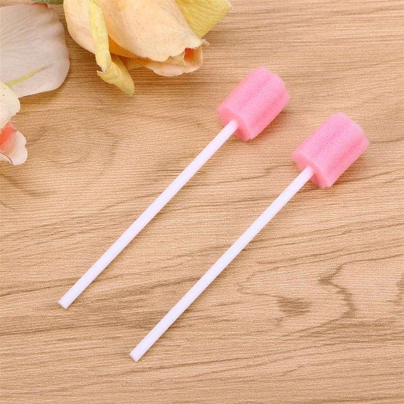 100 Uds esponja en bastoncillos de algodón desechable limpiador de boca de palo esponja de Limpieza de dientes hisopo herramienta de limpieza de maquillaje de Cuidado Oral