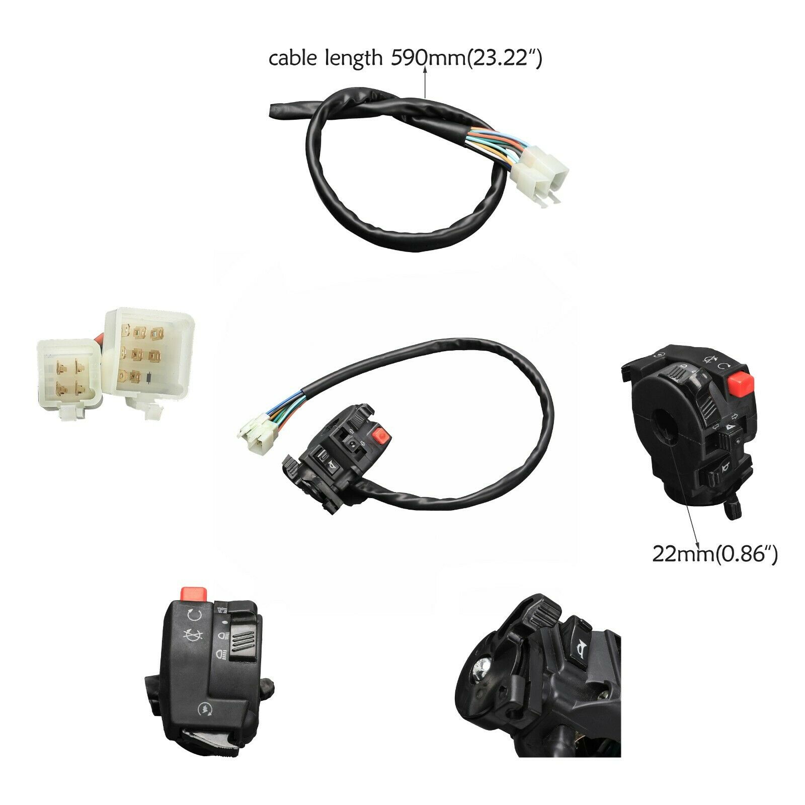 Stuurschakelaar koplamp claxon richtingaanwijzer choke 7/8 " voor honda kaw suzuki yamaha