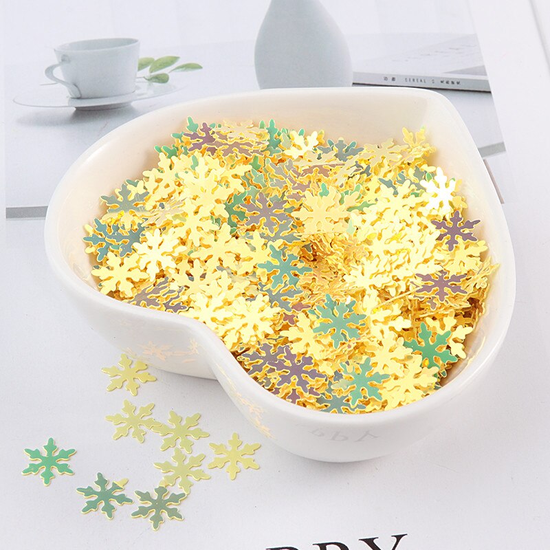 9Mm 320Pcs Diy Pailletten Sneeuwvlok Kleurrijke Leuke Manicure Accessoires Pailetten Pailletten Nail Decoratie Diy Materiaal: Yellow