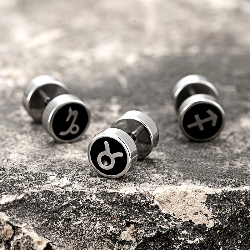 Pendientes de tuerca con mancuernas para hombre y mujer, aretes con constelaciones, edición coreana, de joyería para la oreja, urbana, 12