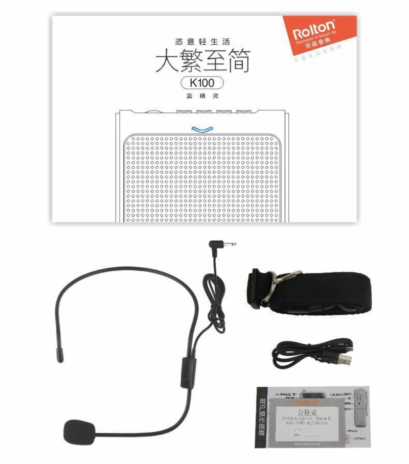 Rolton K100 Draagbare Luidspreker Mini Voice Versterker Microfoon Met Usb Kan Tf Kaart Voor Leraar Gids