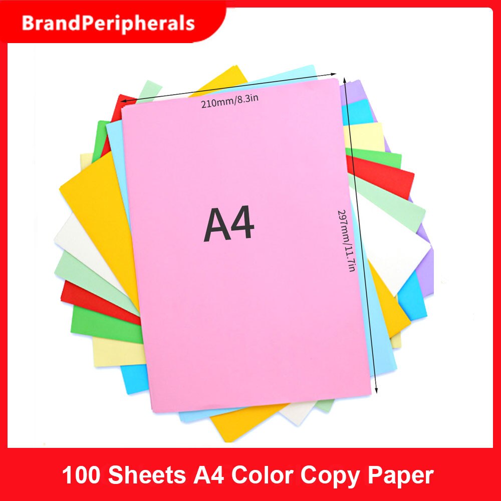 100 Sheets A4 Color Copy Paper 210x297mm/8.3x11.7in Printer Paper 70GSM for Copy Printing Writing Crafts & Art