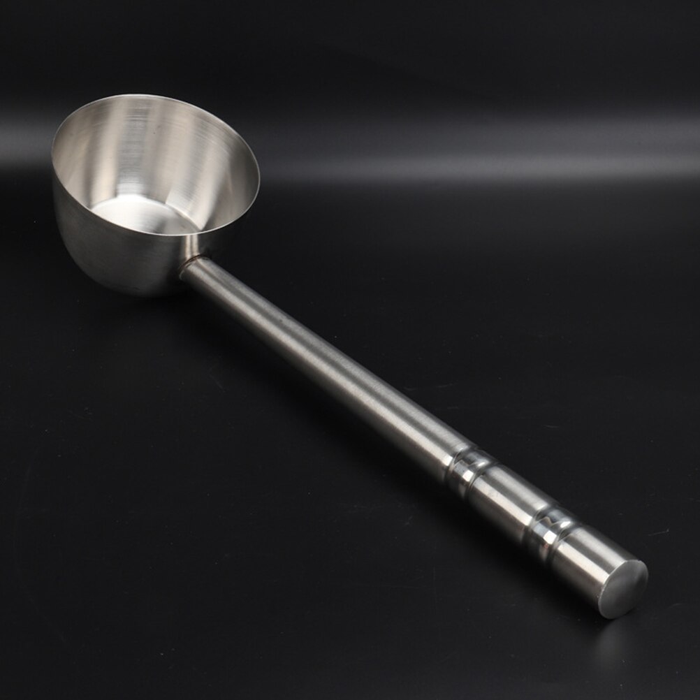 Stainless Steel Water Scoop Kitchen Flat Bottom Water Ladle Long Handle Soup Ladle