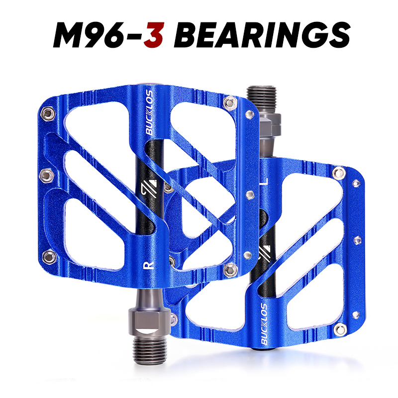 BUCKLOS-pedales de bicicleta con 3 rodamientos, ultraligeros, antideslizantes, CNC, pedales planos de aleación de aluminio, accesorios impermeables para bicicleta: Rojo