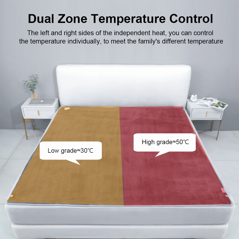 Manta calefactora eléctrica, termostato automático, calentador de doble cuerpo, colchón de cama, enchufe europeo, alfombras eléctricas calentadas de 220V